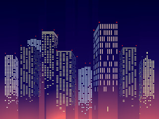 Abstract City Building Scene, vector illustration