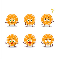 Cartoon character of slice of orange with what expression