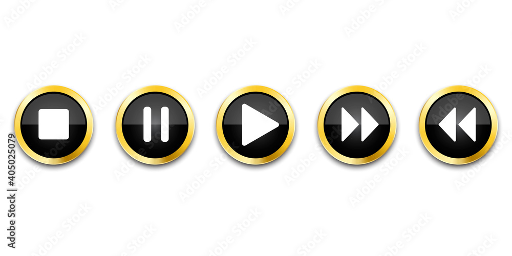 Poster play button icon vector illustration. modern flat button with media player. stock image. eps 10.