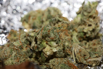 Medical marihuana super lemon kush close up modern background high quality prints