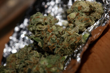 Medical marihuana super lemon kush close up modern background high quality prints