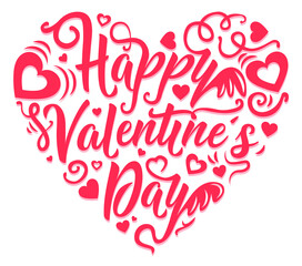 Happy valentines day heart calligraphy illustration vector isolated