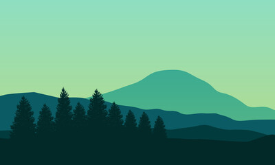 Beautiful nature scenery at sunrise in the morning. Vector illustration