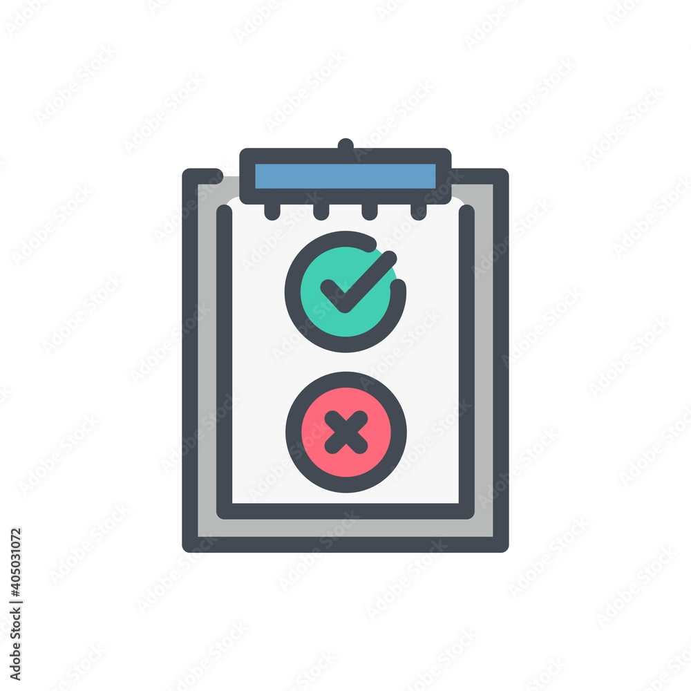Poster exam color line icon. checklist vector outline colorful sign.