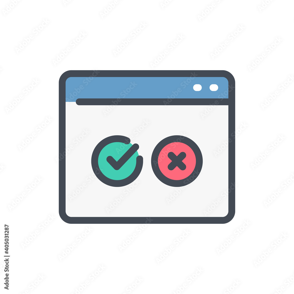 Poster online rating and customer experience color line icon. web page with feedback vector outline colorfu
