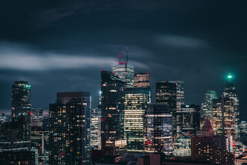 City skyline during night time