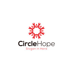 Initial letter c logo with circle people symbol Premium Vector