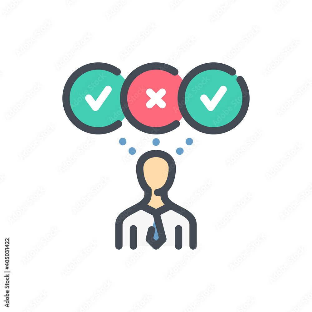 Poster personal rating color line icon. business person evaluation with checkbox vector outline colorful si