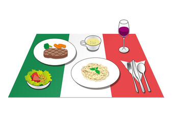 イタリア国旗とイタリアン