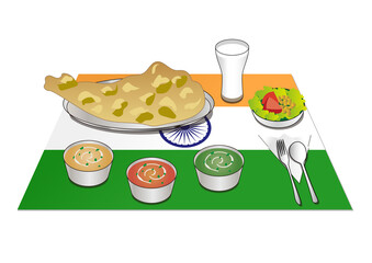 インド国旗とインド料理