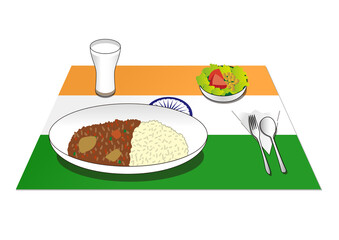 インド国旗とインド料理