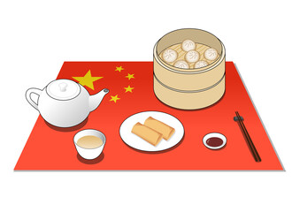 中国国旗と中華料理