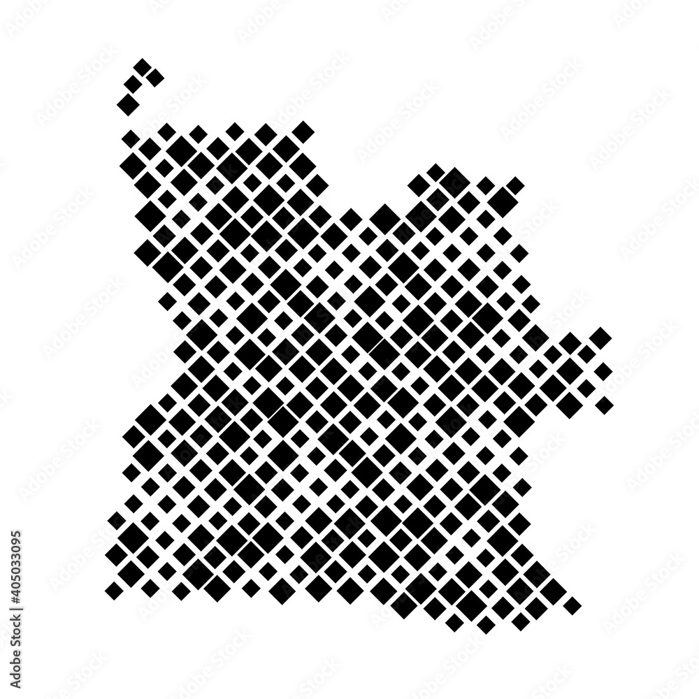 Poster angola map from pattern of black rhombuses of different sizes. vector illustration.