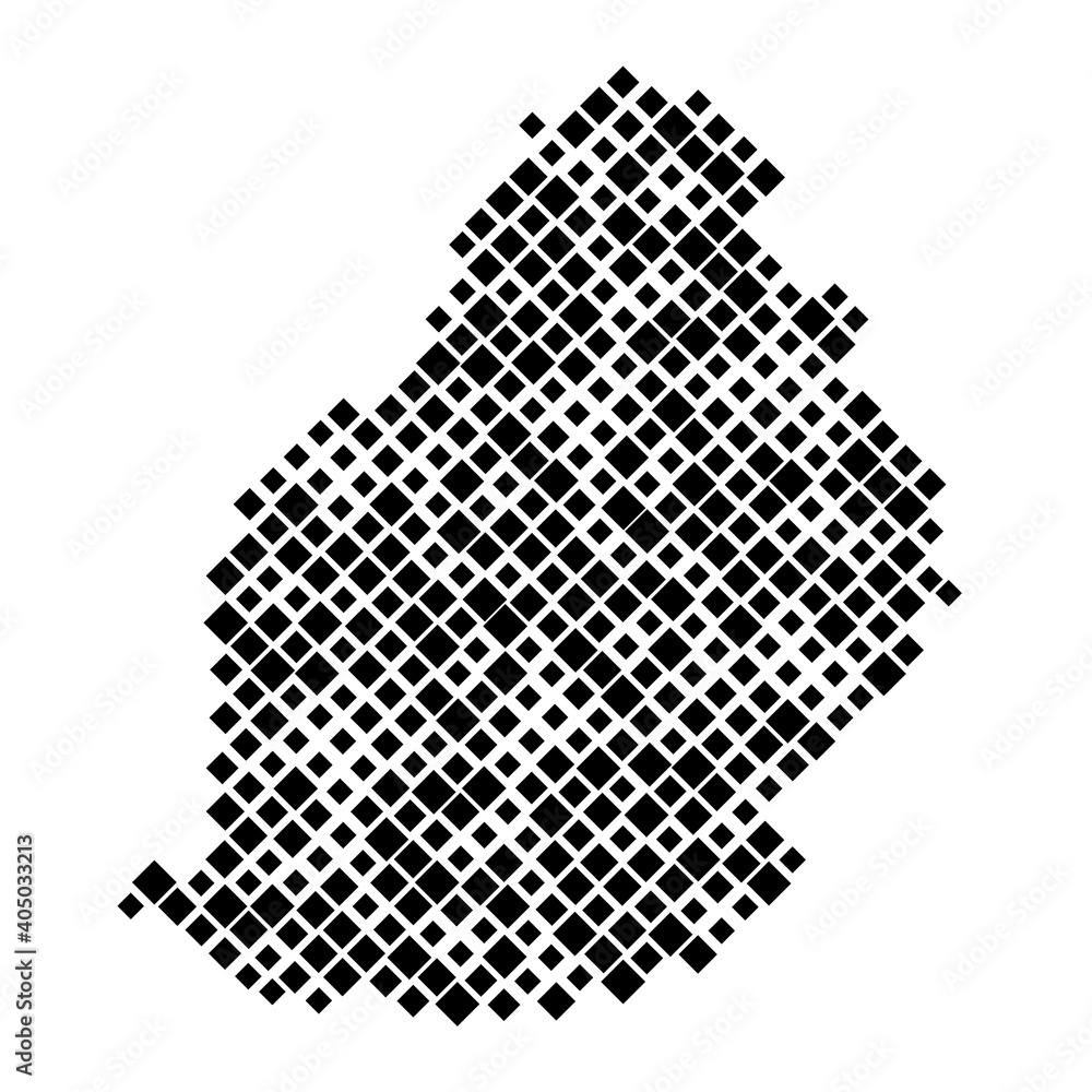Poster mauritius map from pattern of black rhombuses of different sizes. vector illustration.