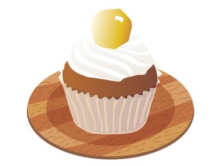 木の皿に乗った栗のカップケーキ