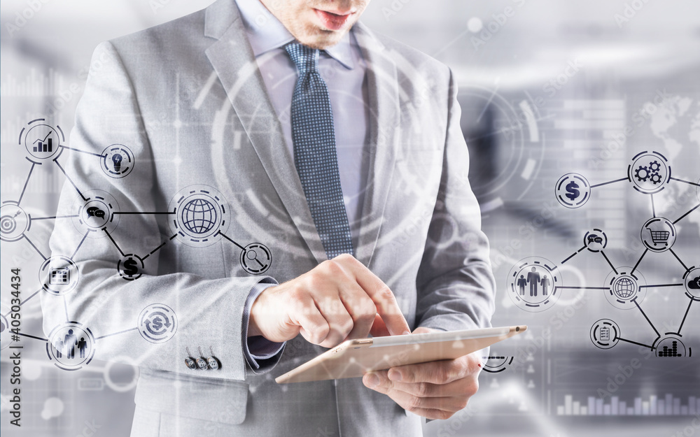 Poster business intelligence. financial dashboard with key performance indicators.