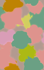 Tropical flowers seamless pattern, tint pastel color, flat hand drawn style, vintage summer vibe with strange glow effects, simple design, nostalgia feelings