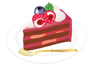 ラズベリーの赤いショートケーキ
