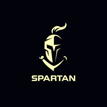 spartan knight helmet logo design