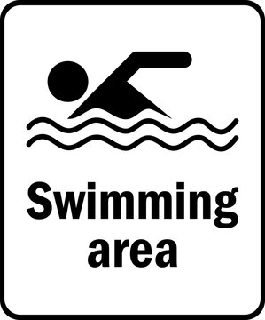 Swimming area sign. Water safety signs and symbols.