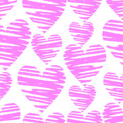 Seamless vector hearts pattern. Valentine's day background. For fabric, textile, wrapping, cover etc. 10 eps. Love emotion hearts pink pattern.