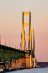 Mackinac bridge at sunset,  Golden color 