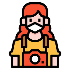 Tourist icon for web element , webpage, application, card, printing, social media, posts etc.