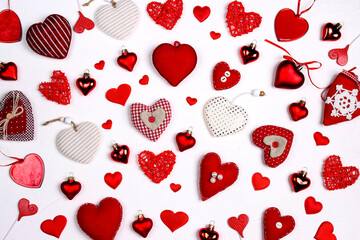 Many different hearts on a white background.