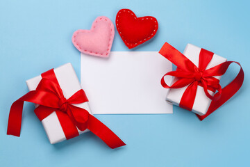 Valentines day gift boxes and card