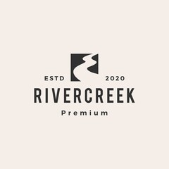 river creek hipster vintage logo vector icon illustration