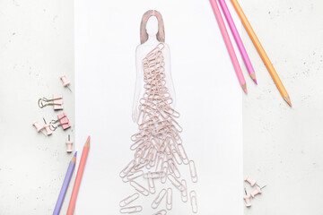 Creative fashion sketch on light background