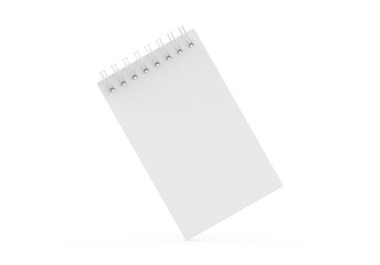 White Notebook mock up with clean blank for design and advertising. Sketchpad with spring and free copy space template on isolated white background. 3d illustration