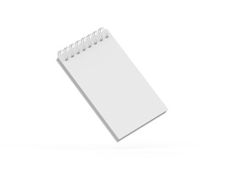 White Notebook mock up with clean blank for design and advertising. Sketchpad with spring and free copy space template on isolated white background. 3d illustration