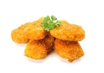 Tasty nuggets on white background