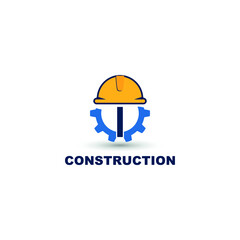 construction and engineering logo concept with initial letter I, gear and helmet