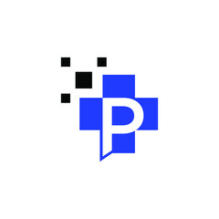 p medical tech logo creative vector idea 