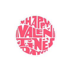 Valentine's day congratulation inscribed in a circle shape