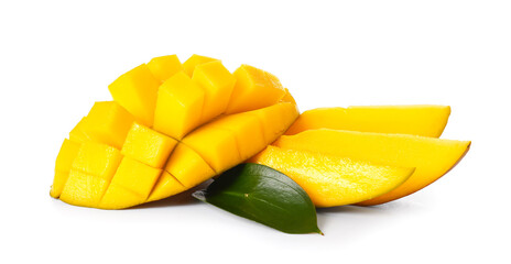 Sweet ripe mango on white background