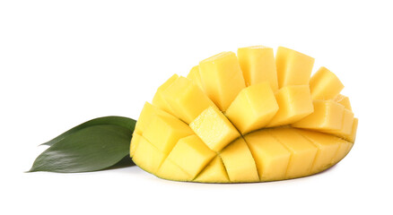 Sweet cut mango on white background