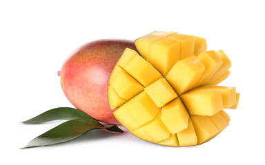 Sweet ripe mango on white background