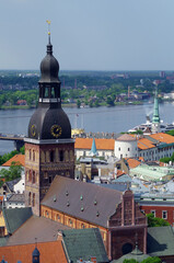 Obraz premium Dome Cathedral in Riga (Latvia, Europe) View from the tower of St.Peter's Church