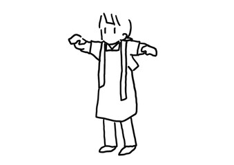 奄美大島紬の体験イラスト　着付けする女性