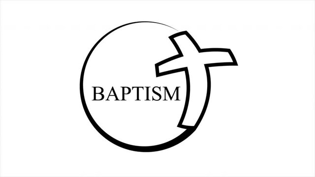Circular logo christ in baptism, art video illustration.