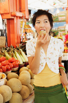 Woman shopping for produce