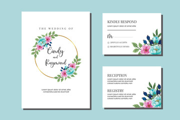 Fototapeta na wymiar Wedding invitation frame set, floral watercolor hand drawn Peony Flower design Invitation Card Template 