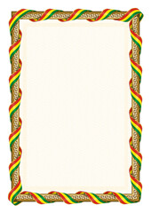 Fototapeta na wymiar Vertical frame and border with Bolivia flag