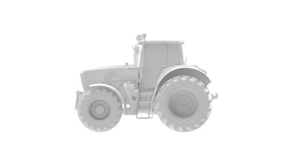 3D rendering of a tractor computer model machinery agriculture tool isolated on white background high quality high resolution
