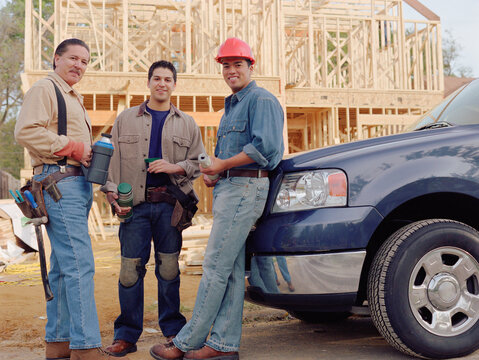 Manual workers posing for the camera