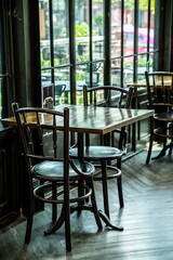 coffee cafe interior decoration loft style . cafeteria background