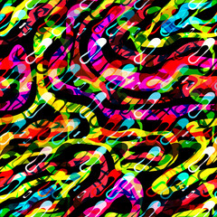 Obraz premium Bright abstract geometric seamless pattern in graffiti style. Quality illustration for your design